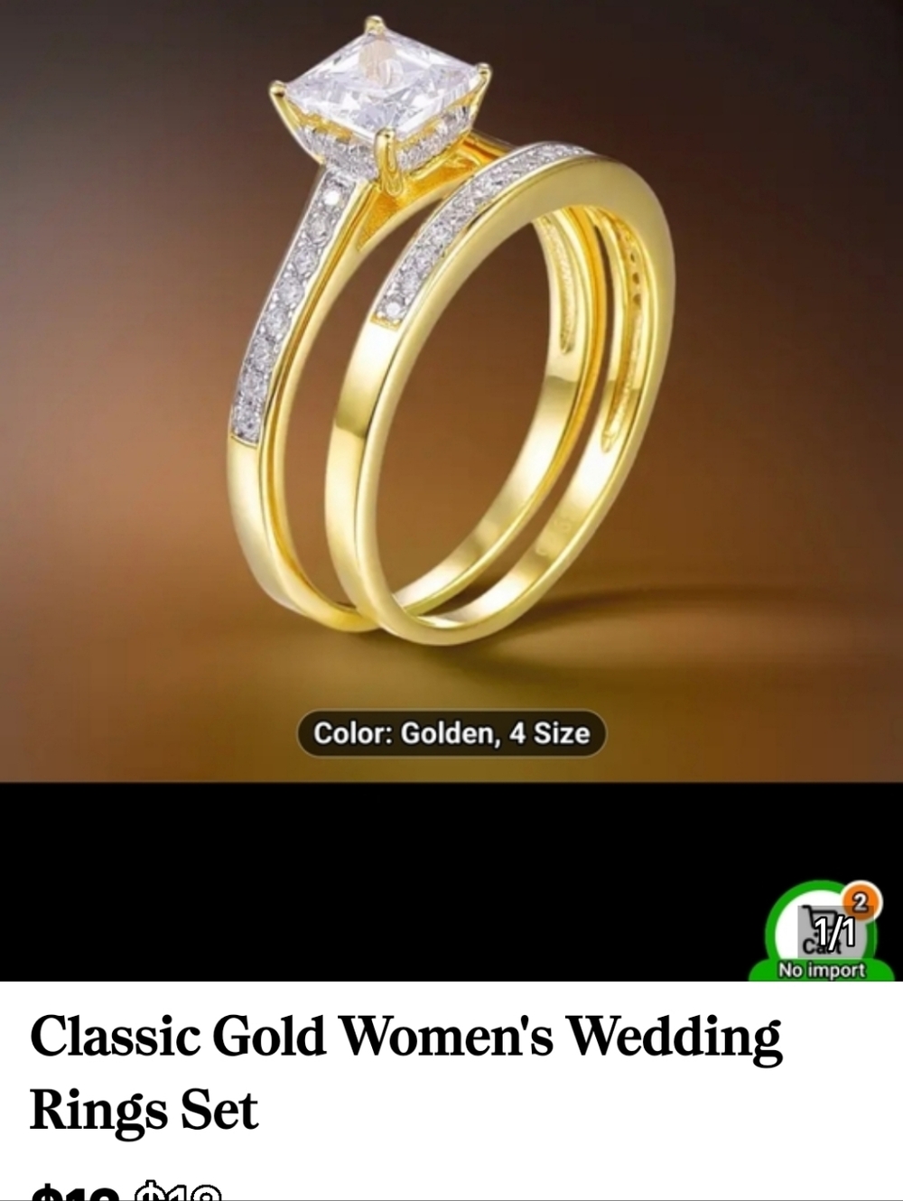 Classic Gold Women's Wedding Rings Set